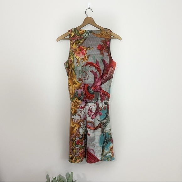 [Desigual] Women's Beaded Neckline Printed Elastic Waist Sleeveless Dress - Picture 7 of 8
